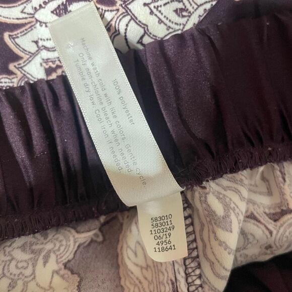 Drapey Dark Floral Silky Palazzo Pants Front Slits Festival Boho - Picture 8 of 12